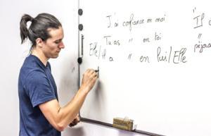 Insteds teacher is having a french language course
